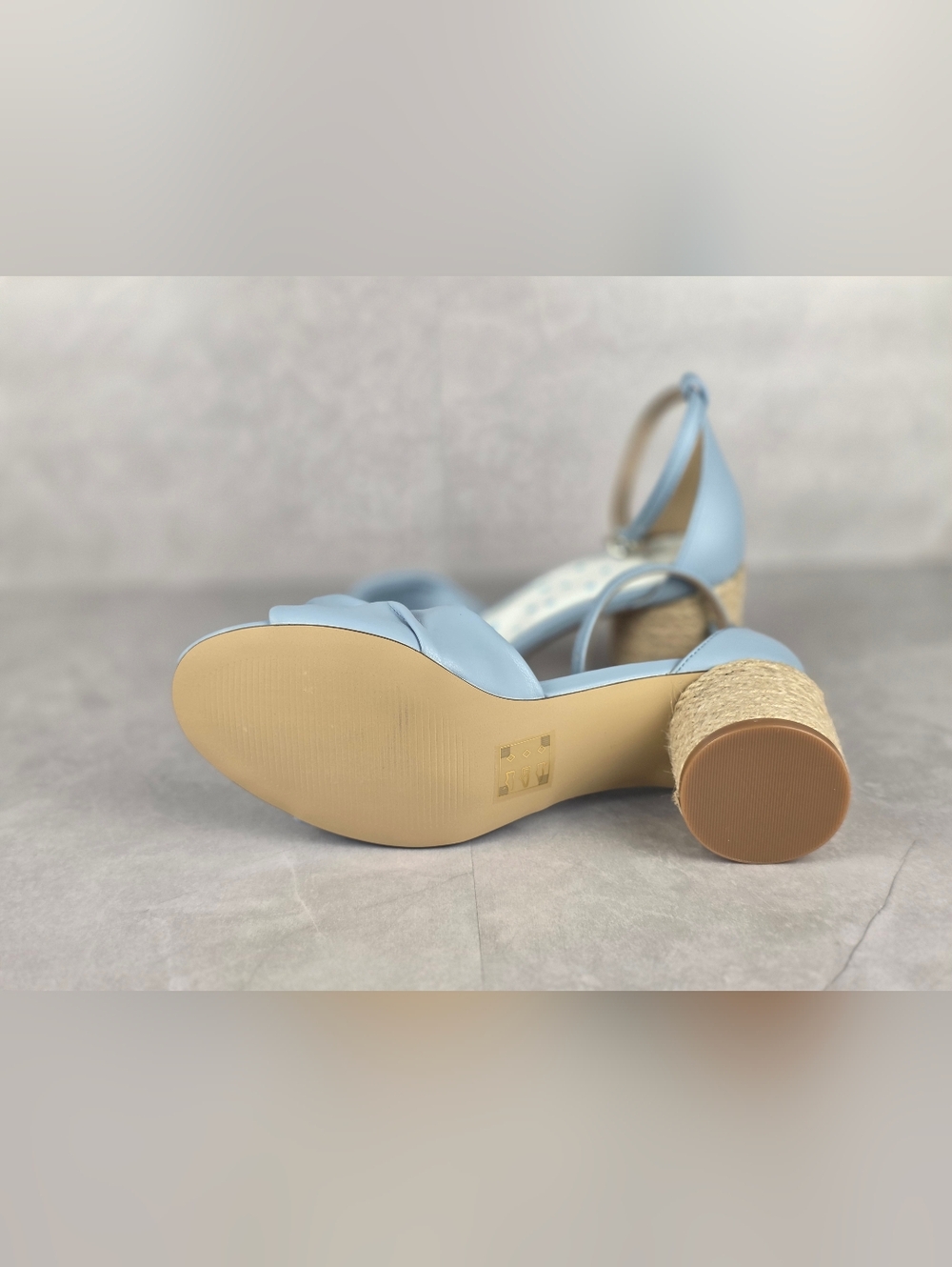 Light Blue Twisted Strap Womens Sandals with Espadrille Heel "Draper James RSVP - Picture 5 of 8